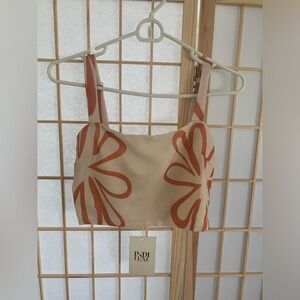 NWT Indikah Indi luxTop Beige and Orange Crop Top Small